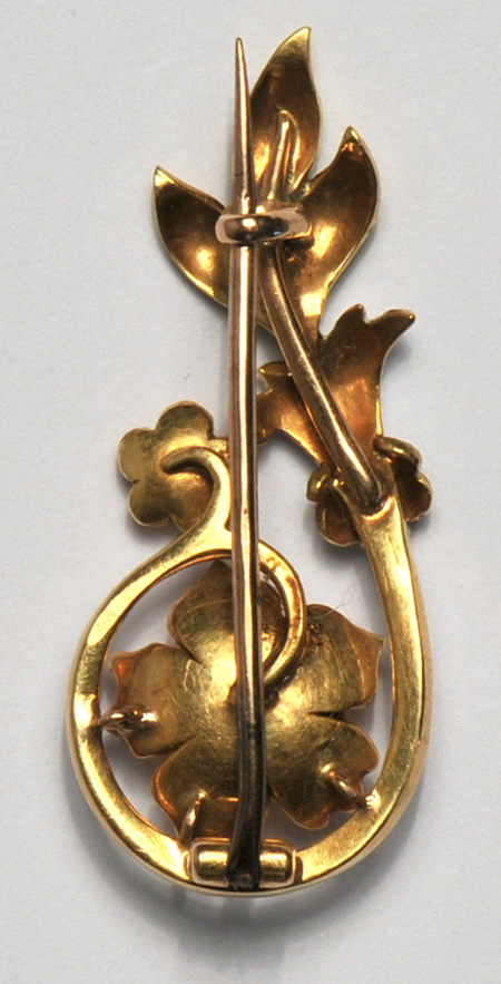 14K Yellow Gold Vintage Enamel Flower Pin