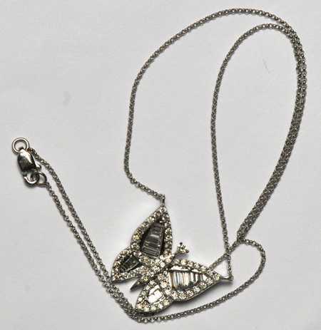 18K White Gold Butterfly Necklace