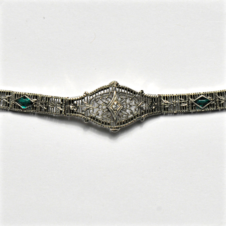10K White Gold Filigree Bracelet, ca. 1920