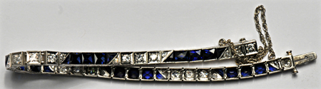 Platinum Diamond and Sapphire Bracelet, ca. 1930