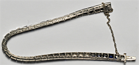 Platinum Diamond and Sapphire Bracelet, ca. 1930