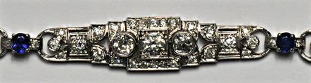 Platinum Diamond and Sapphire Bracelet, ca. 1920