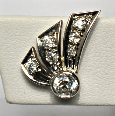 14K White Gold Diamond Vintage Earrings, ca. 1930