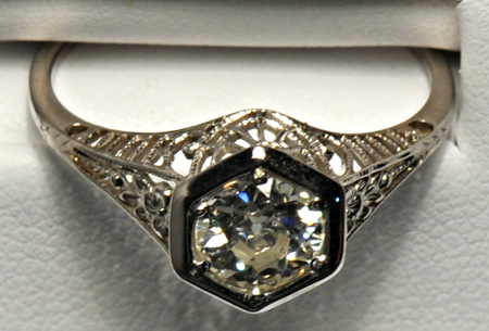 14K White Gold Diamond Ring, ca. 1920