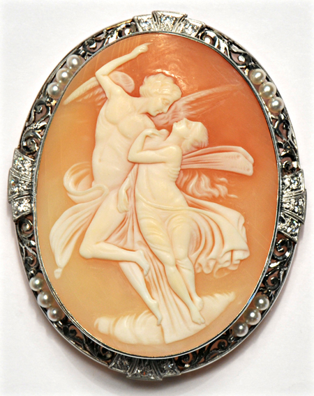 14K White Gold Cameo Pin/Pendant