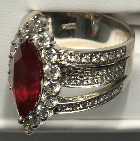 Platinum Diamond and Ruby Ring