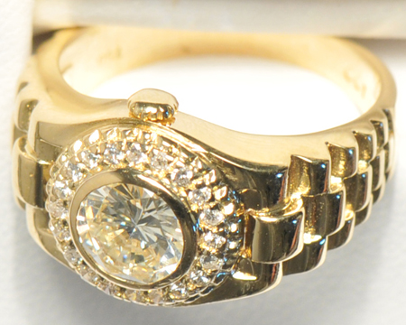 18K Yellow Gold Watch Replica Ring