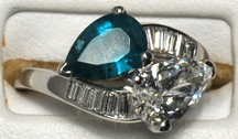 Platinum Emerald and Diamond Bypass Ring, ca. 1980