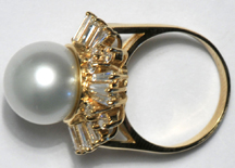 	14K Yellow Gold Pearl Ballerina Ring, ca. 1965