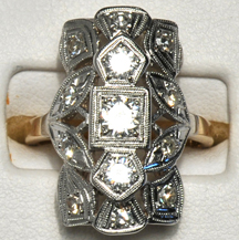 14K Vintage Yellow and White Gold Diamond Ring, ca. 1930
