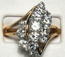 18K Two Tone Diamond Cluster Ring