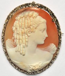 10K White Gold Large Cameo Pin/Pendant