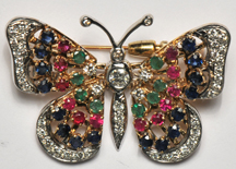 14K Yellow Gold Movable Butterfly Pin