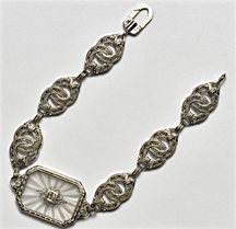 10K White Gold Camphor Glass Bracelet