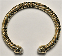 14K Yellow Gold David Yurman Cable Bracelet with Pearls