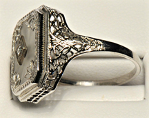 14K White Gold Camphor Glass Ring