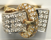 14K Two Tone Gold Diamond Buckle Ring