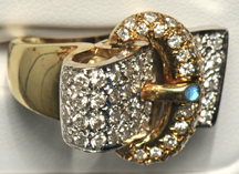 14K Two Tone Gold Diamond Buckle Ring