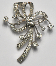 14K White Gold Diamond Pin and Earring Set