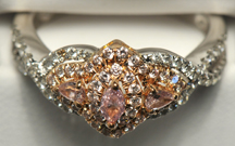 18K White Gold Diamond Ring with Pink Diamonds