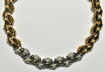 18K Yellow Gold and Platinum Diamond Necklace