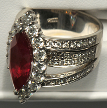 Platinum Diamond and Ruby Ring