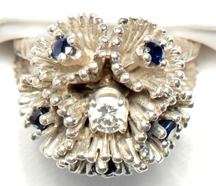 14K White Gold Diamond and Sapphire Ring