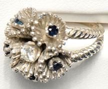 14K White Gold Diamond and Sapphire Ring