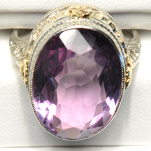 14K White Gold Ring with Amethyst, ca. 1920