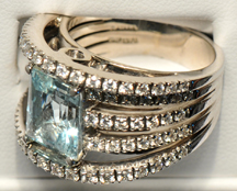 18K White Gold Raima Diamond and Aquamarine Ring