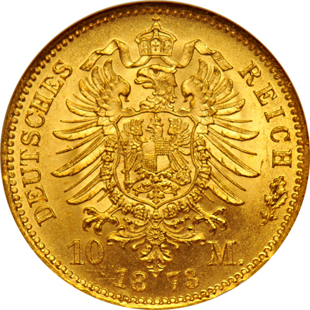 Germany - Prussia, three 1873-A 10-Marks, all NGC MS-66.