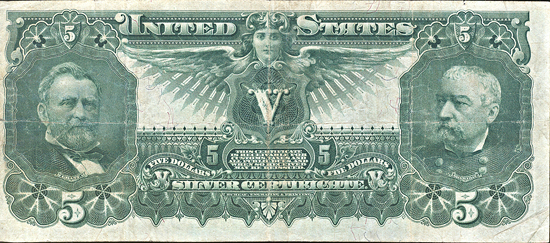 1896 $5.00.  VF.