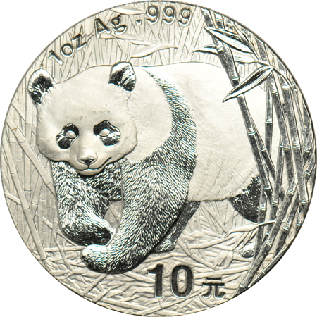 China - Two 1/2oz and three 1oz Silver Pandas, as described.