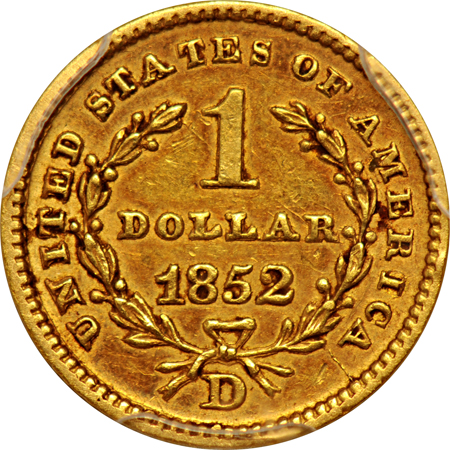 1852-D PCGS AU-50.