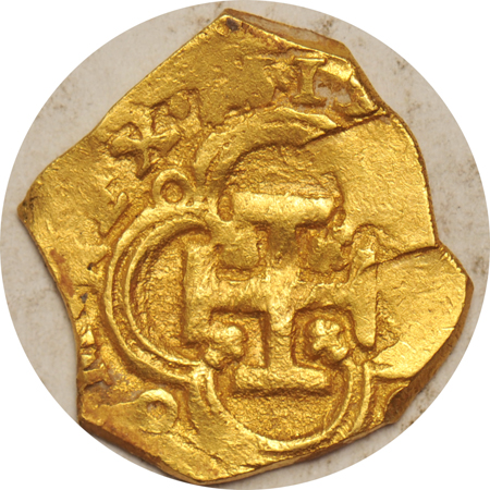 Spain - Atocha Treasure, 1619 gold 2-escudos, Seville mint, 6.7 grams.