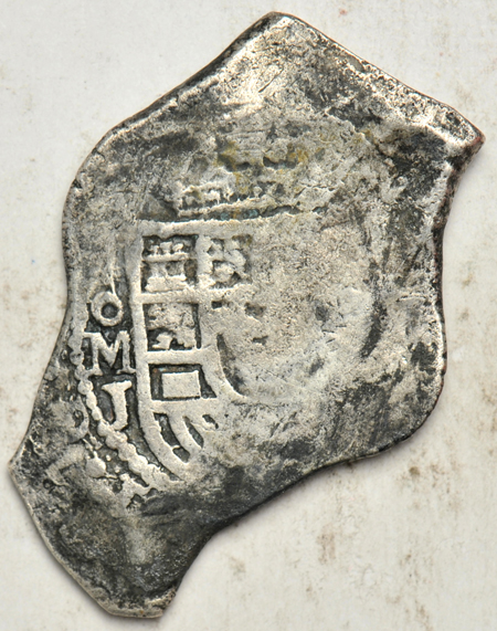 Spain - 1715 Plate Fleet Treasure, 8-reals cob, Mexico mint, 24.7 grams.