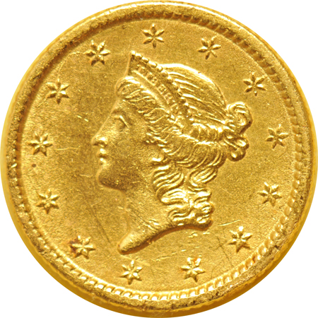 1853 gold dollar, and a 1906 quarter eagle, as described.