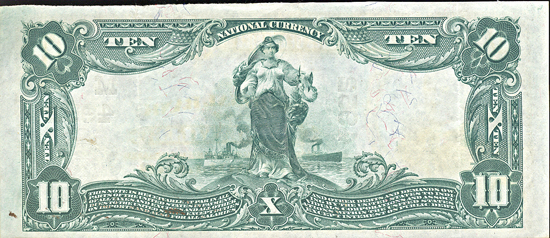 1902 $10.00. Jerseyville, IL Charter# 4952 Blue Seal. XF.