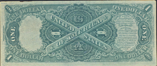 1880 $1.00.  Large Seal Red Numbers. PMG Net CHCU-61/discoloration.