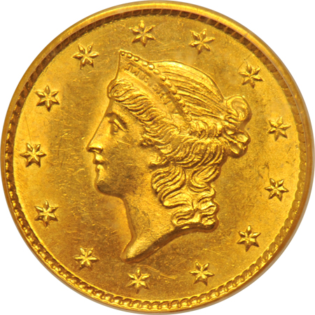 1849 Open Wreath. PCGS MS-62.