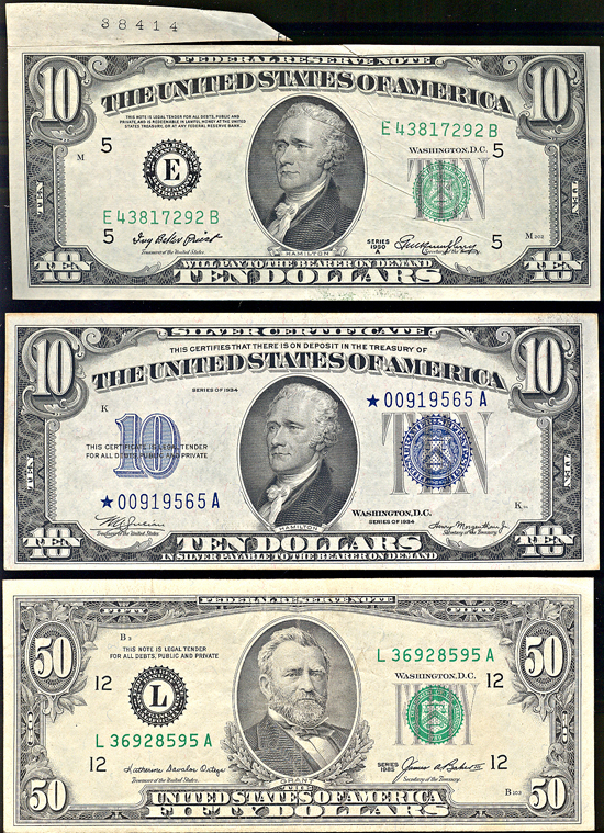 Three small size error notes, as described.