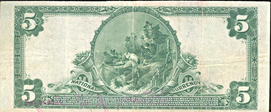 1902 $5.00. Mount Olive, IL Charter# 7350 Blue Seal. VF.