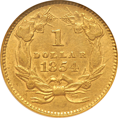 1854 Type 2. NGC AU-58.