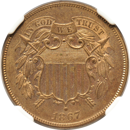 1867 NGC PF-64 RB.