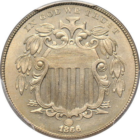 1866 w/ Rays. PCGS MS-63.