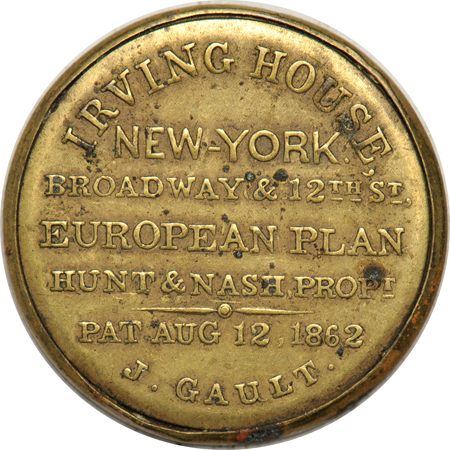 Encased Postage - Irving House, NY 12-cent (EP-150, R.7), Fine.