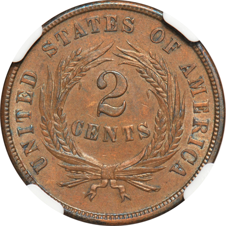 1864 Small Motto. NGC MS-64 BN.