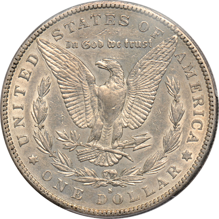 Five different circulated silver dollars graded by PCGS.