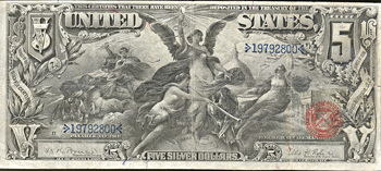 1896 $5.00.  VF.