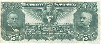 1896 $5.00.  VF.